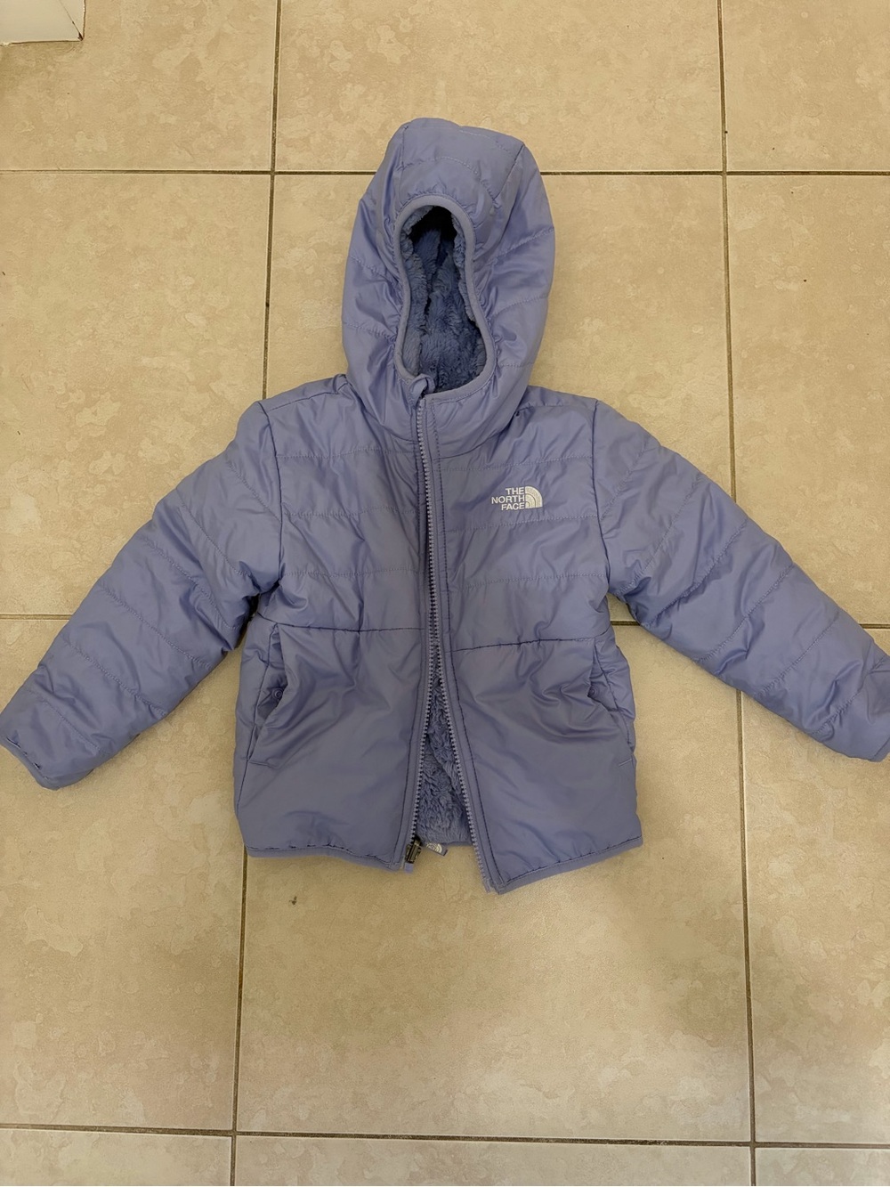 The North Face reversible Toddler Light Purple Quilted Jacket with Hood